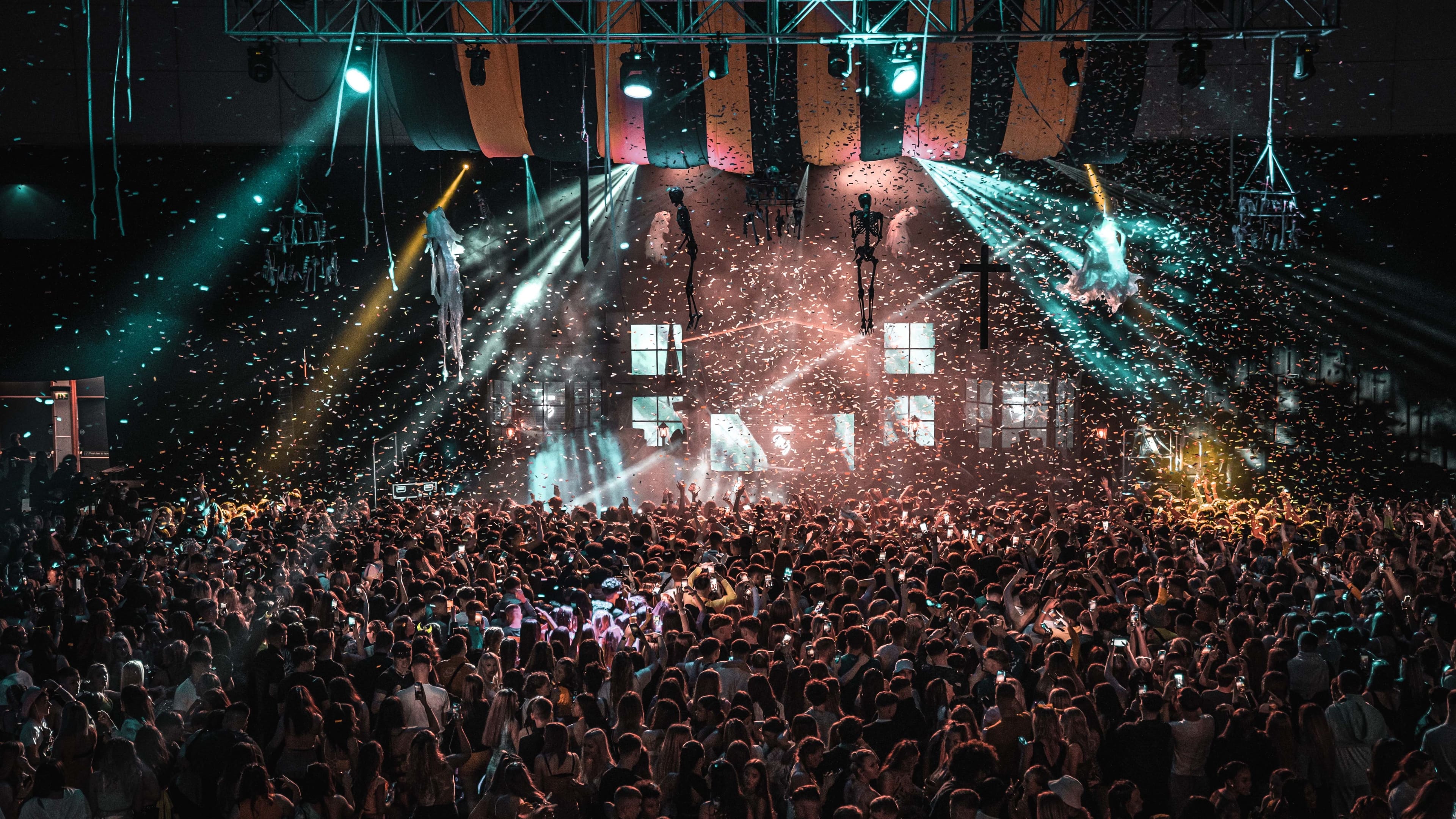 Crowd at a Shutdown festival stage under coloured lighting, 2016