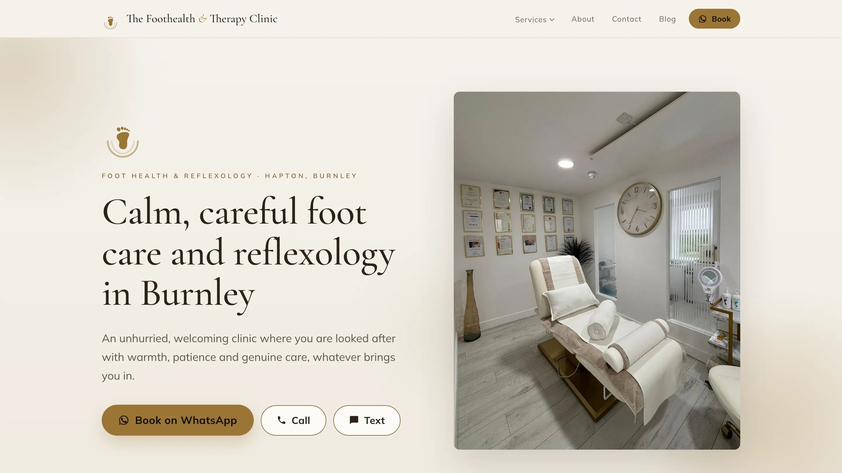 The Foothealth and Therapy Clinic website homepage, built by Nimble Dingo