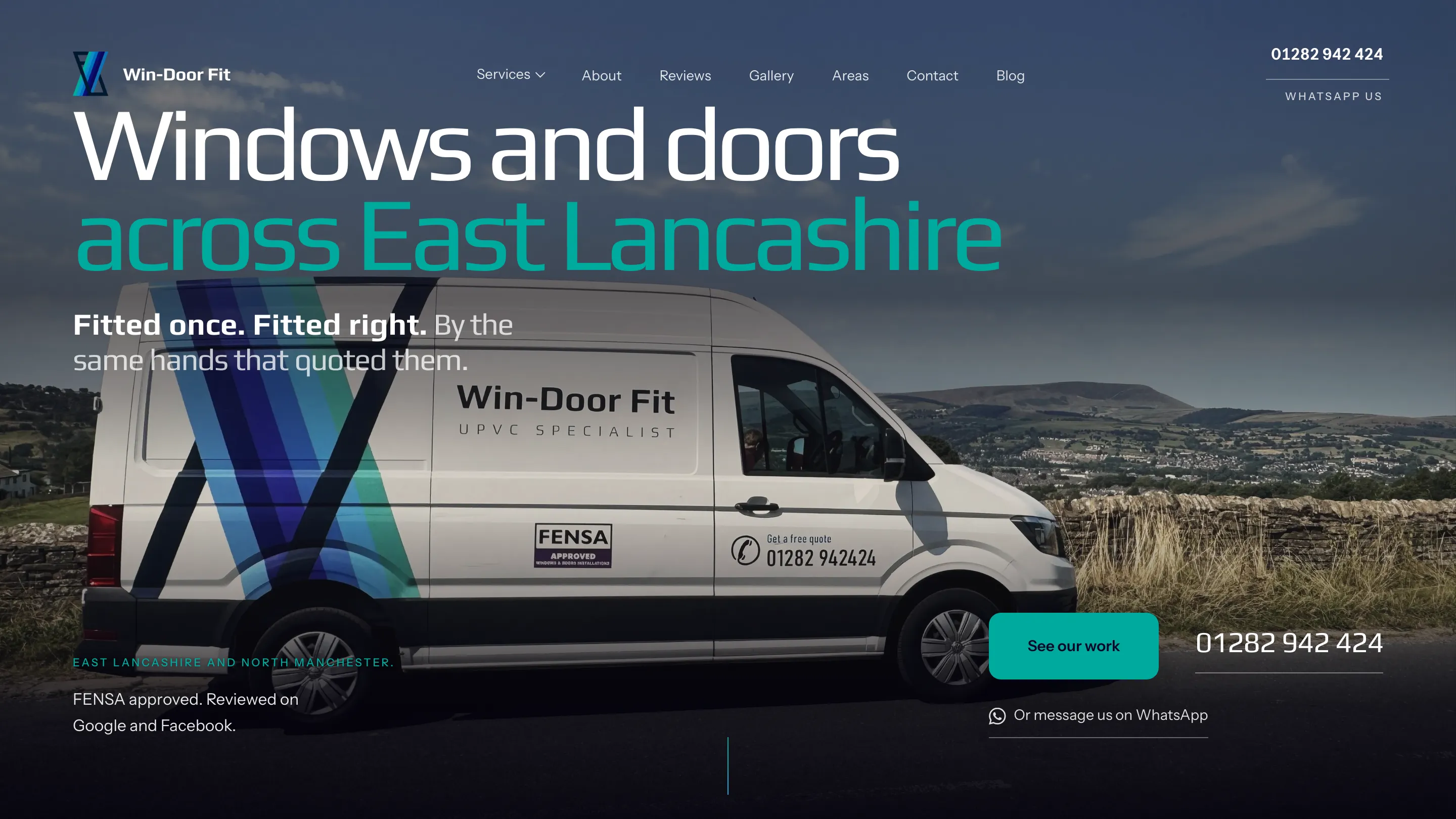 Win-Door Fit website homepage, windows and doors across East Lancashire