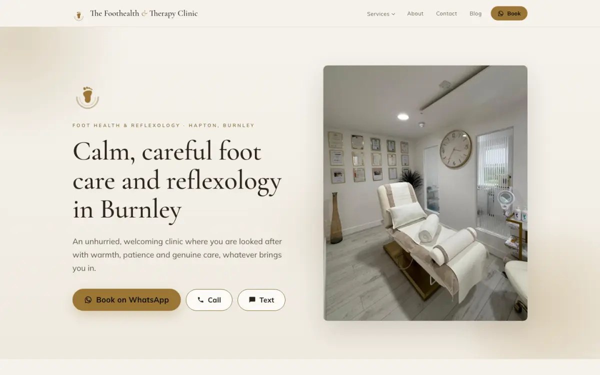 The Foothealth and Therapy Clinic brand and website, by Nimble Dingo